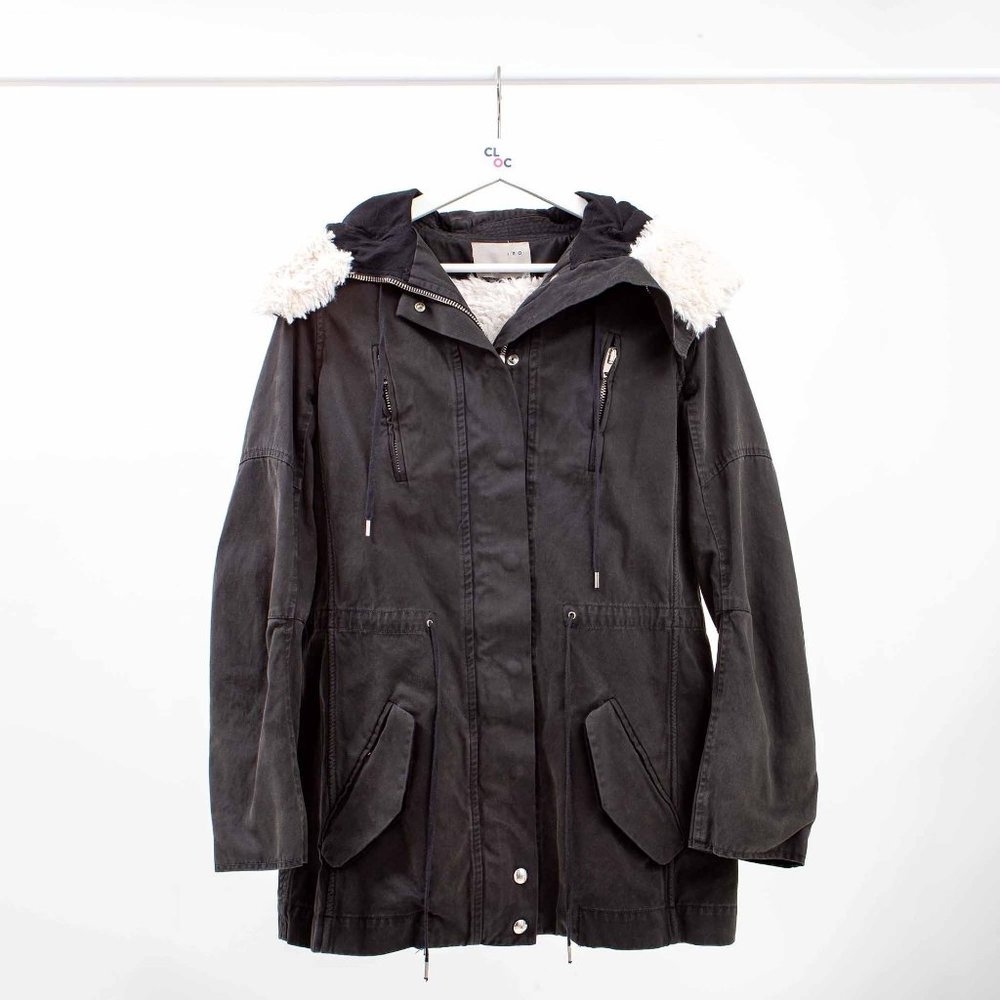 IRO Parka with Faux Shearling Lining & Drawstring